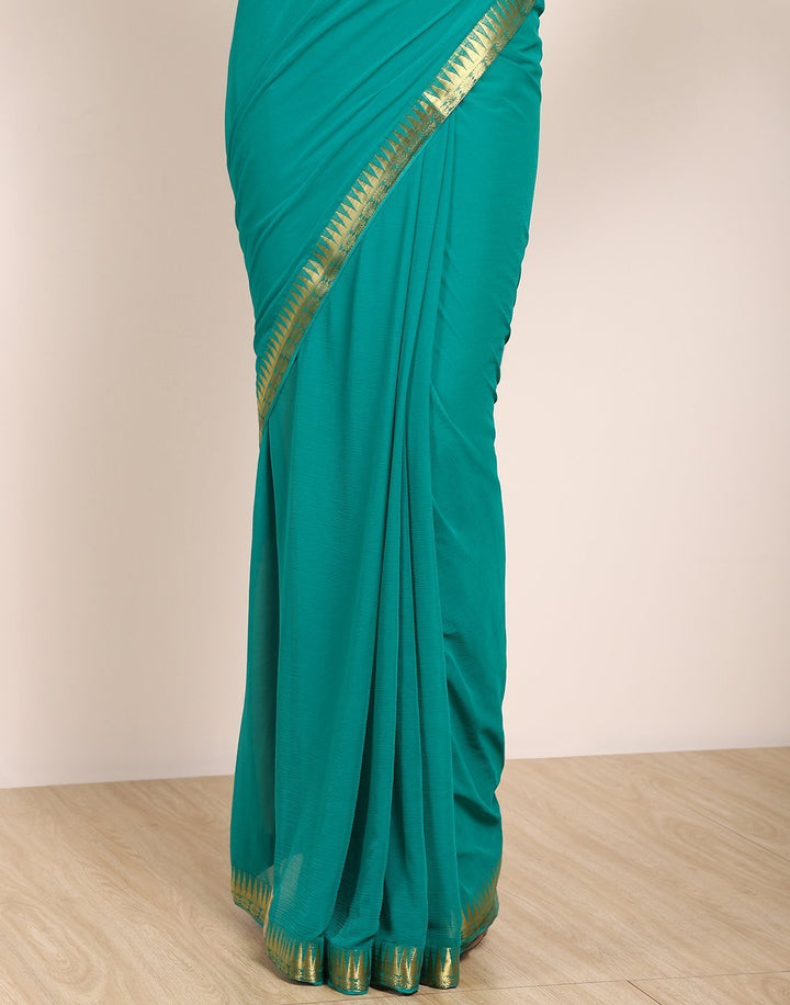 MBZ Meena Bazaar-Navy Blue Art Chiffon Saree