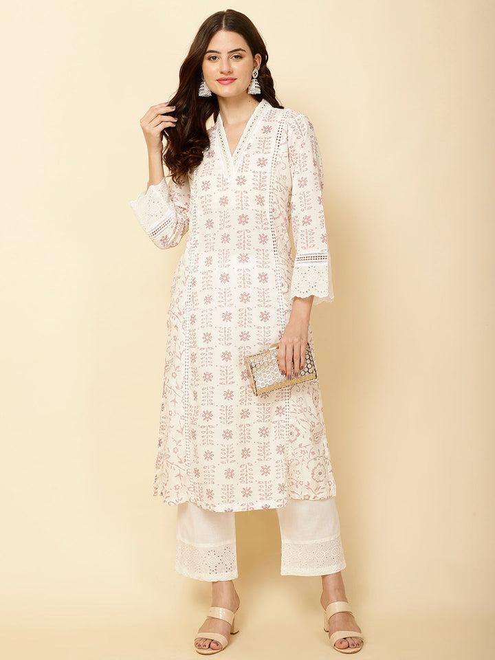 Printed Cotton Kurta With Pants