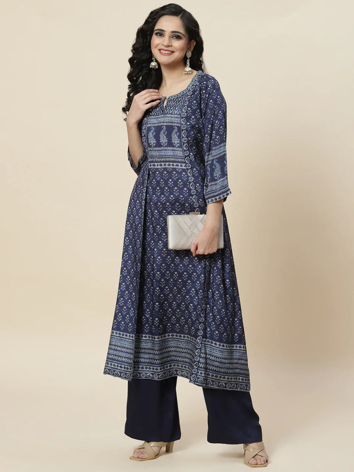 Printed Crepe Kurta With Palazzo