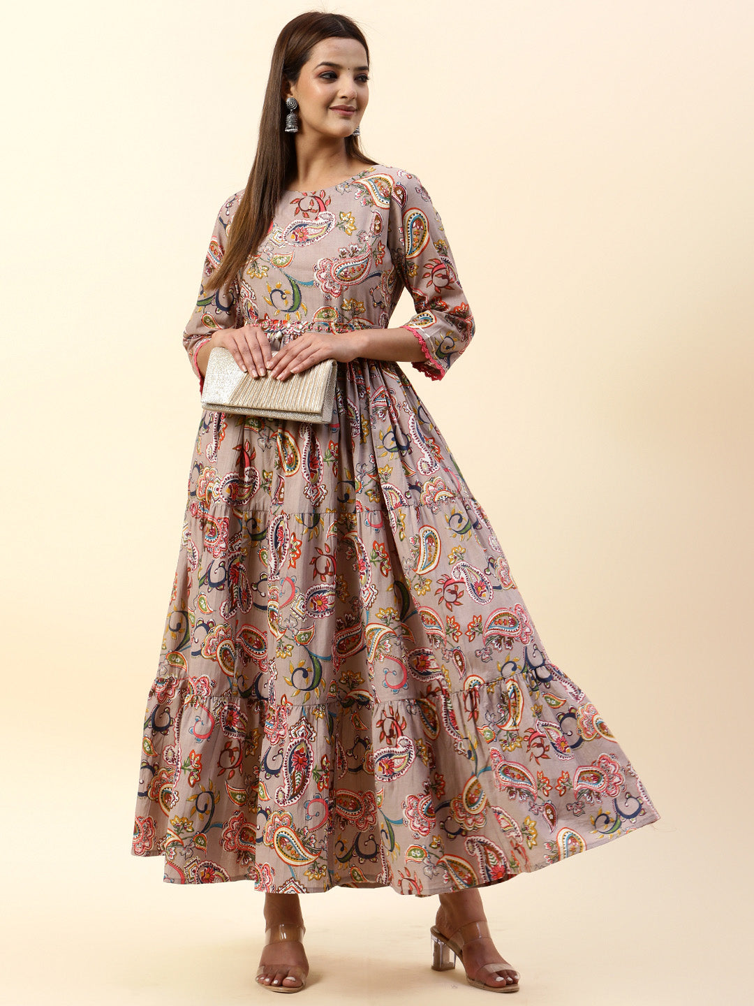 Floral Printed Cotton Anarkali Kurta