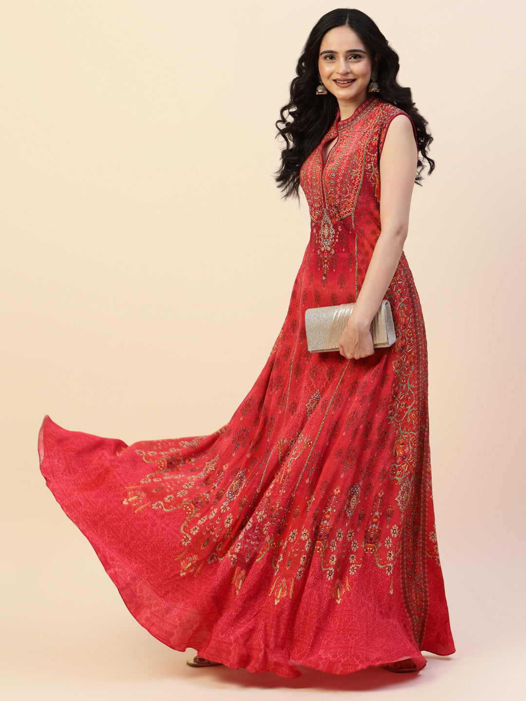 Digital Printed Crepe Gown