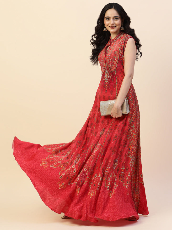 Digital Printed Crepe Gown