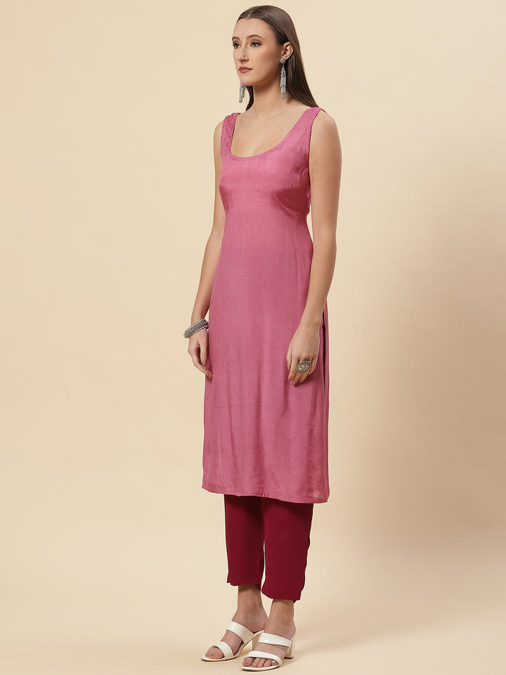 Sequin Embroidered Georgette Kaftan Kurta With Pants