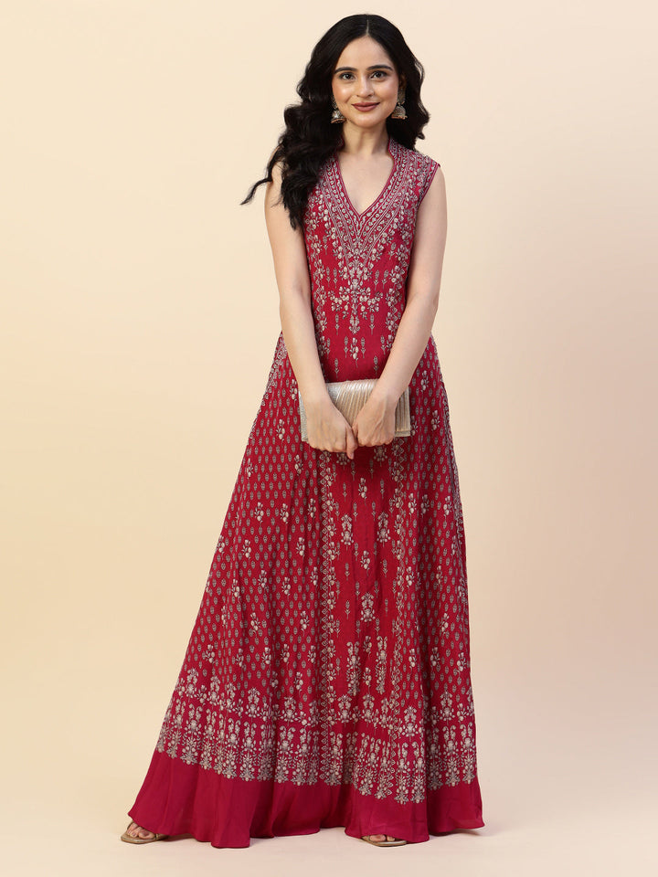 Digital Printed Crepe Gown