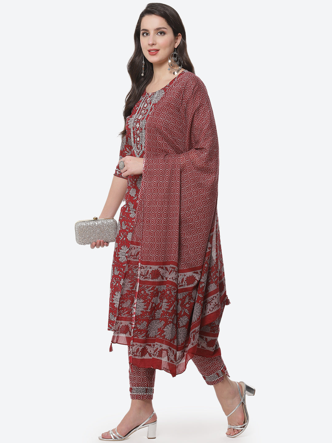 Floral Printed Cotton Stitched Salwar Kameez With Printed Dupatta