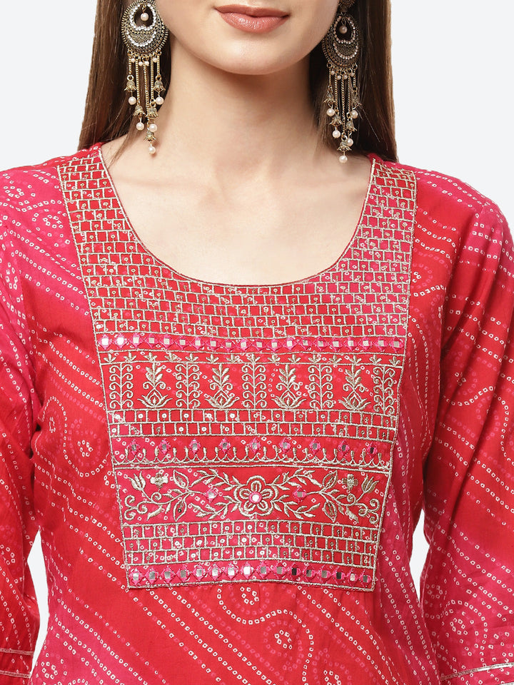 Cotton Printed Kurti with Pant and Dupatta