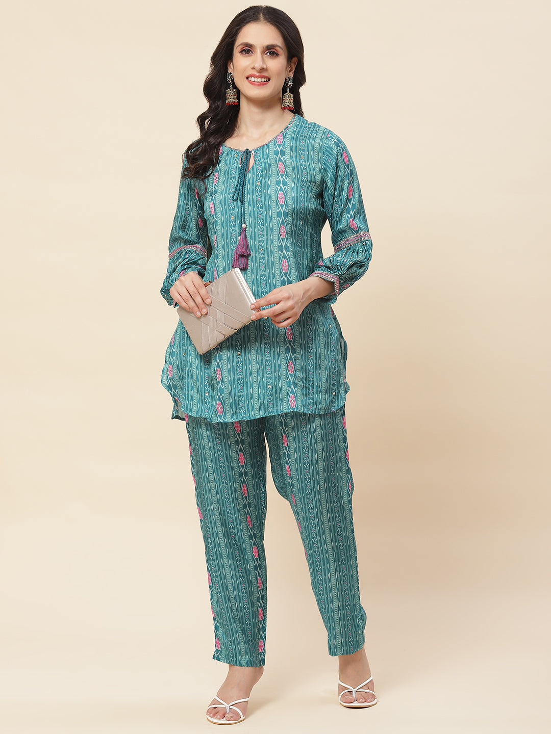 Printed Muslin Kurti With Pants