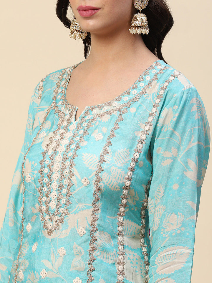 Printed Booti Cotton Kurta With Pants &amp; Dupatta