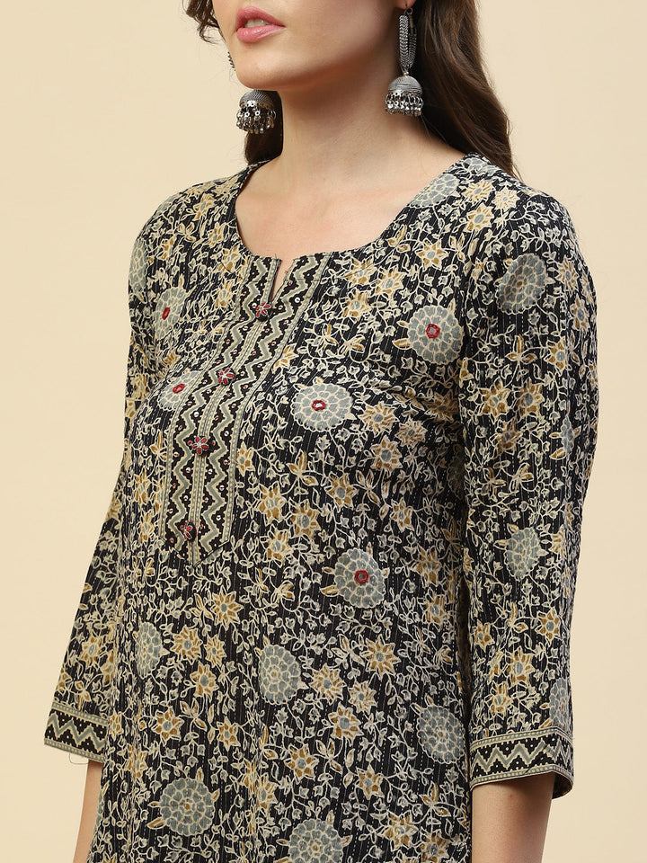 Printed Cotton Kurta With Pant &amp; Cotton Dupatta