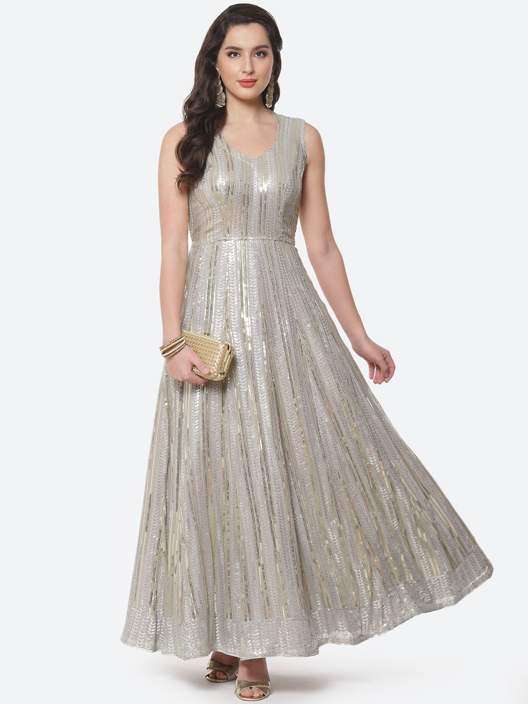 Sequin Georgette Gown Dress