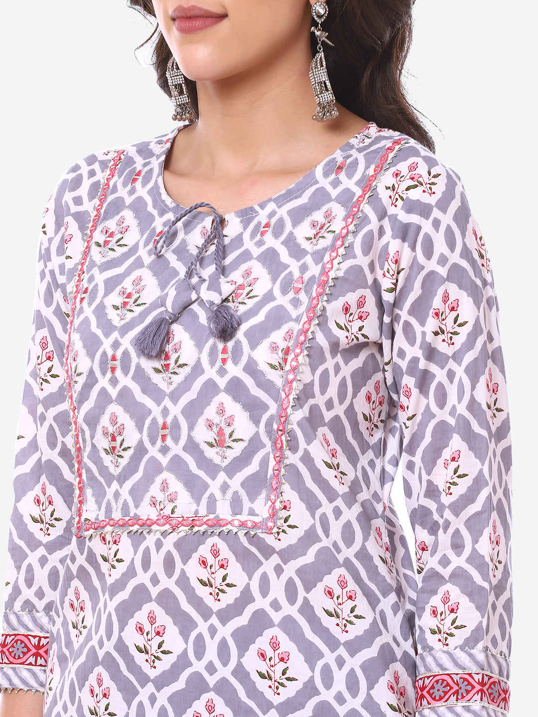 Floral Booti Printed Cotton Kurta With Pant &amp; Dupatta