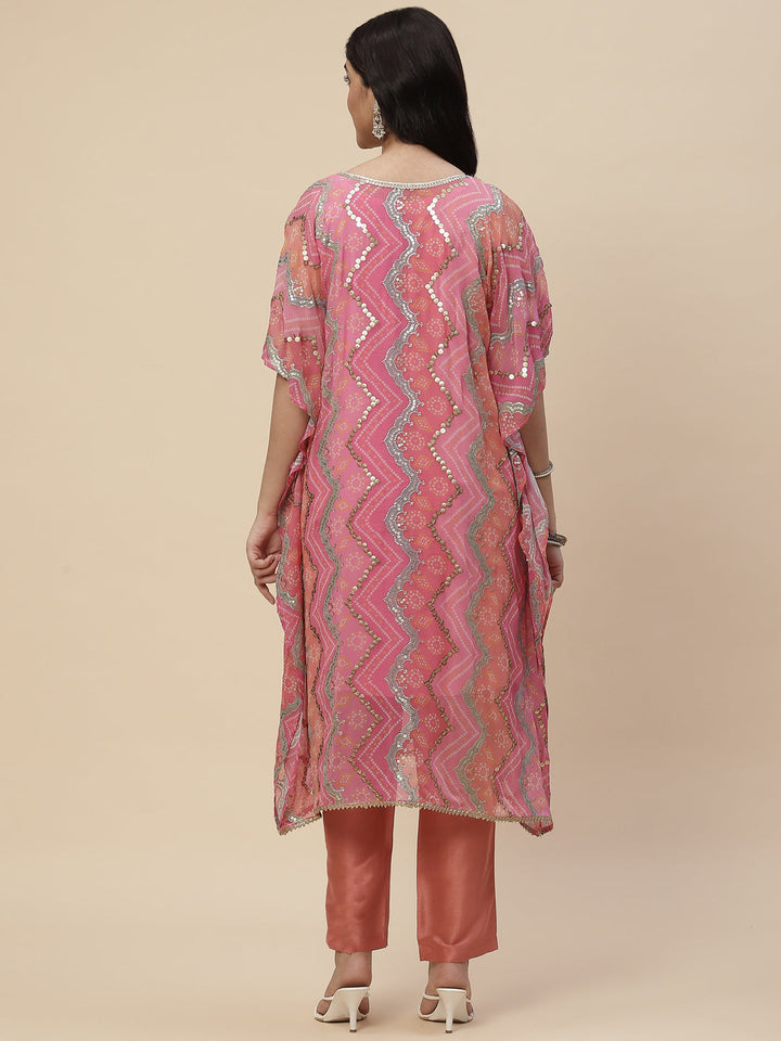 Sequin Embroidered Georgette Kurta With Pants
