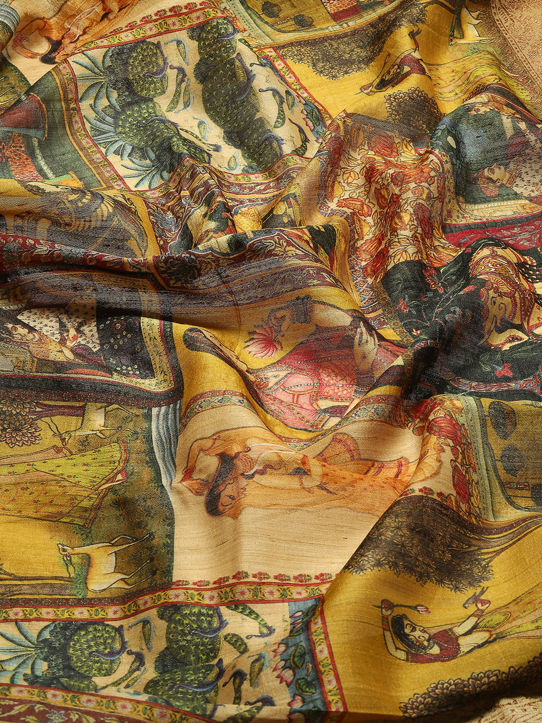 Digitally Floral Printed Tussar Saree