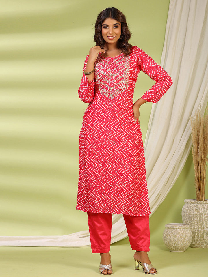 Printed Muslin Kurta With Pants &amp; Dupatta