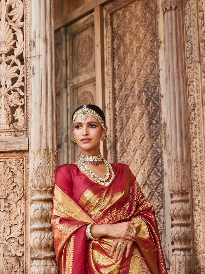Brocade Zari Jaal Handloom Woven Saree