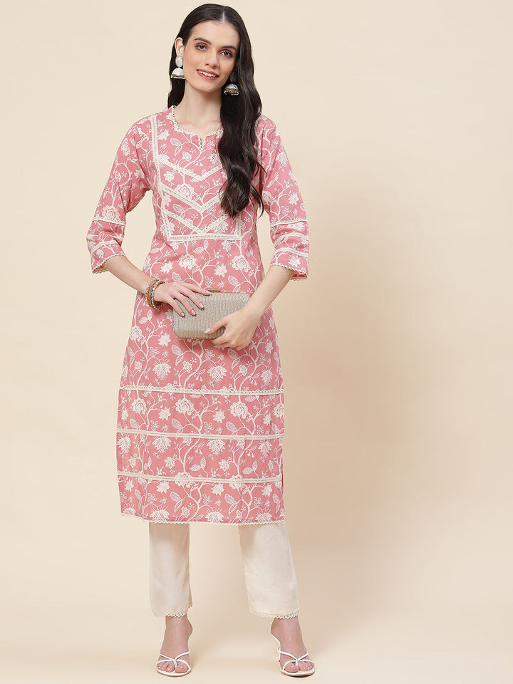 Printed Cotton Kurta With Pants