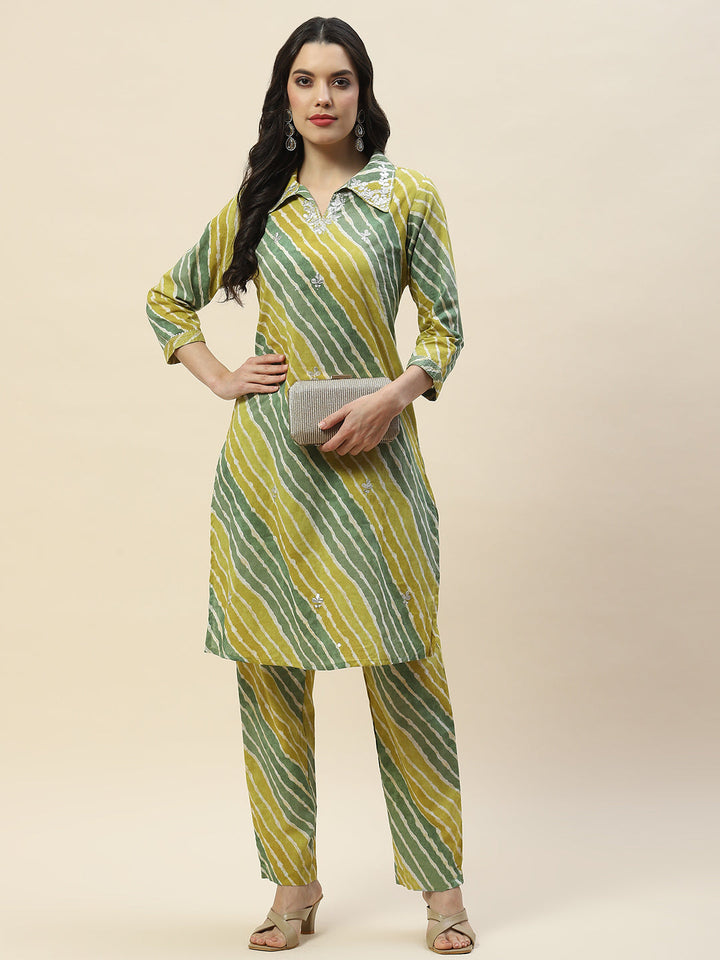 Printed Cotton Kurta With Pants