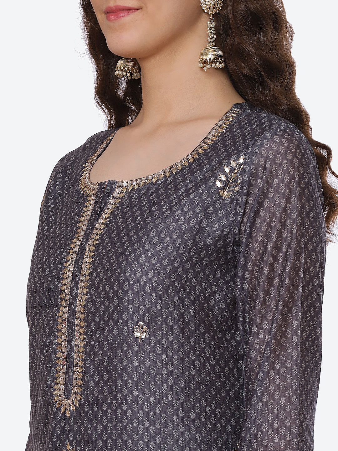Gota Work Chanderi Kurta With Pant &amp; Dupatta