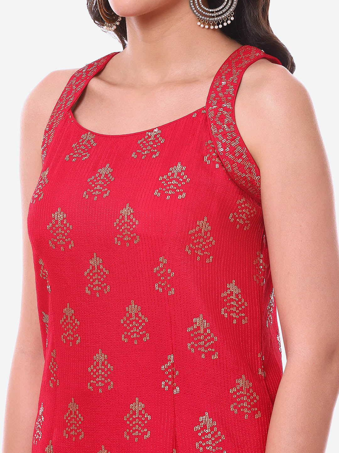 Sequin Work Georgette Kurti With Garara With Dupatta