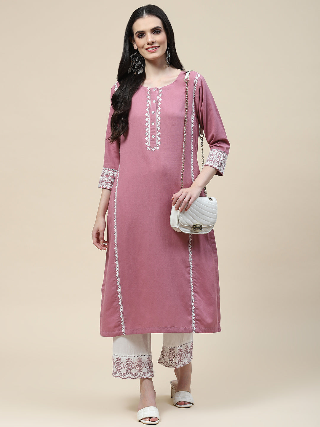 Plain Cotton Kurta With Pants