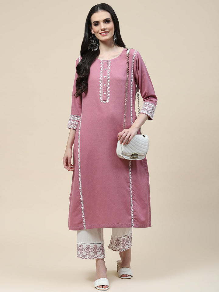 Plain Cotton Kurta With Pants