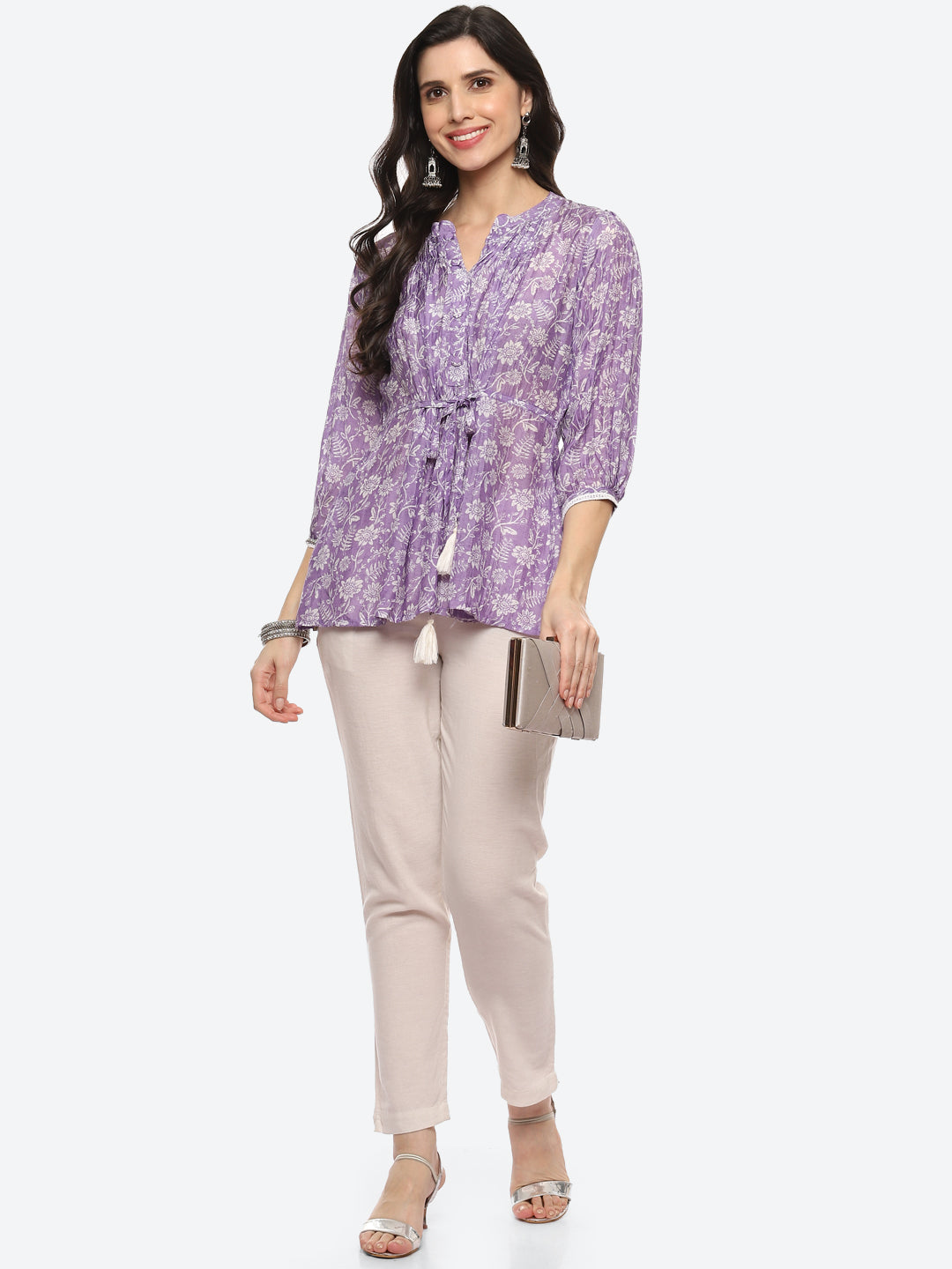 Floral Printed Muslin Kurti