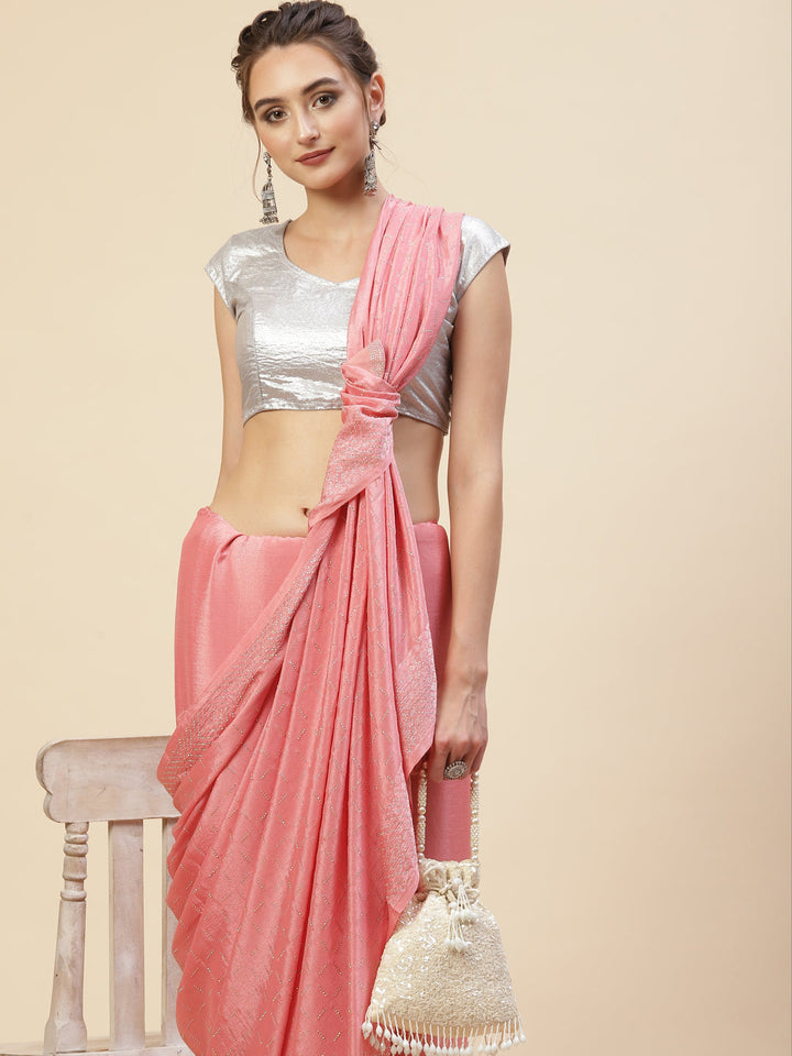 Stone Georgette Plain Saree