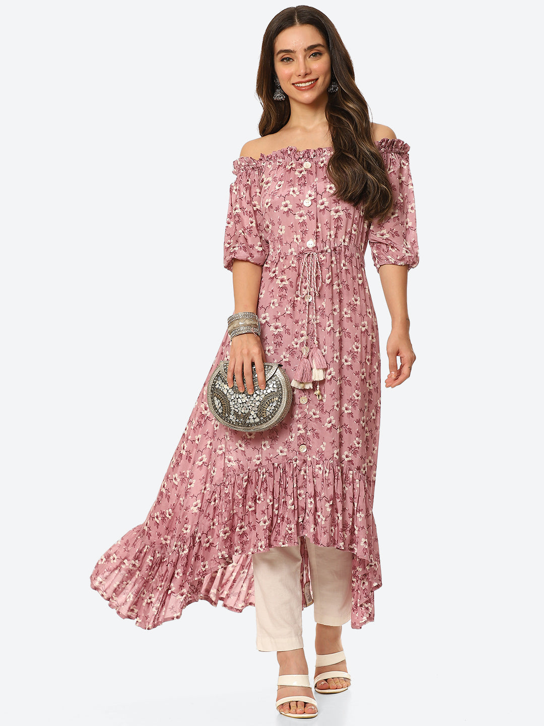 Floral Printed Muslin Kurta