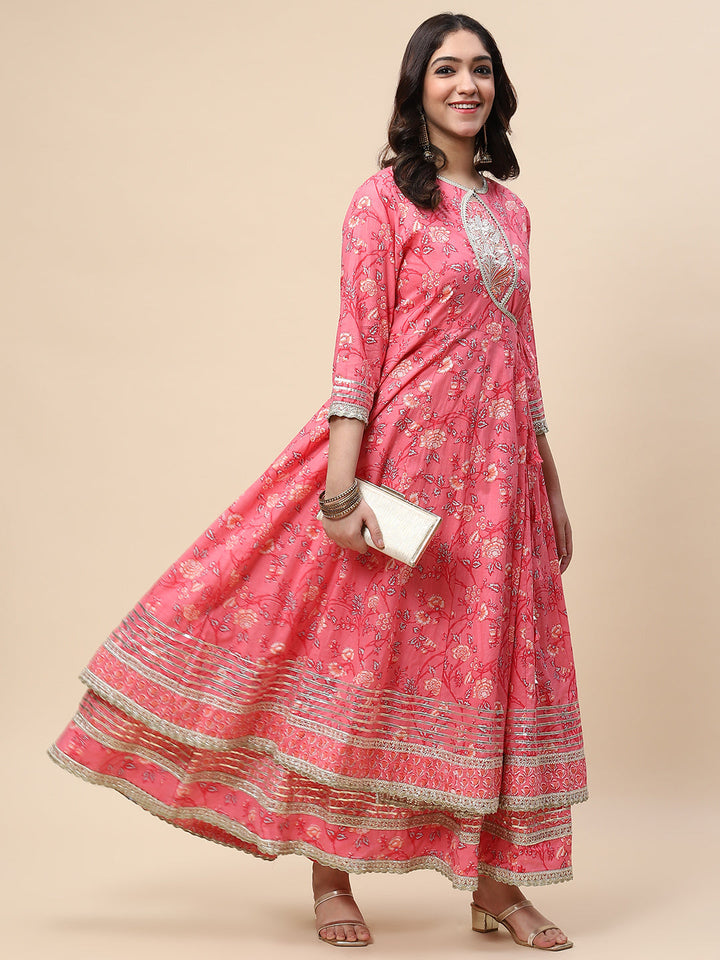 Printed Cotton Double Layer Anarkali Kurta
