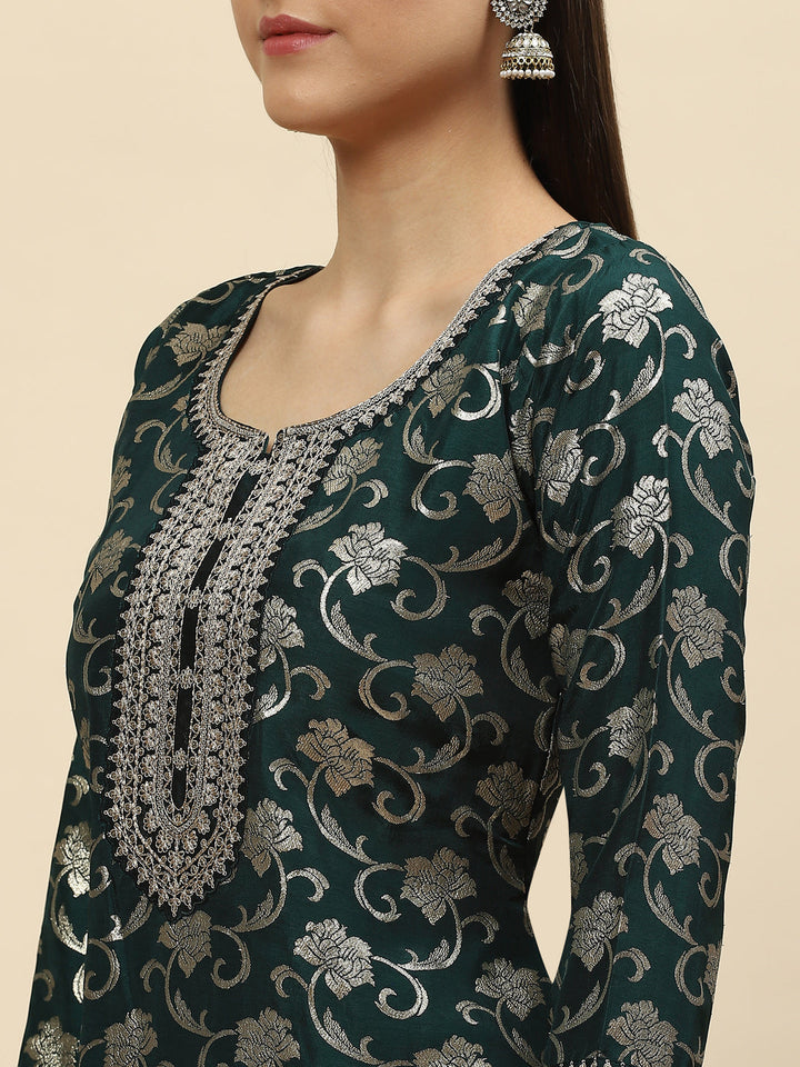 Zari Jaal Handloom Kurta With Palazzo &amp; Dupatta