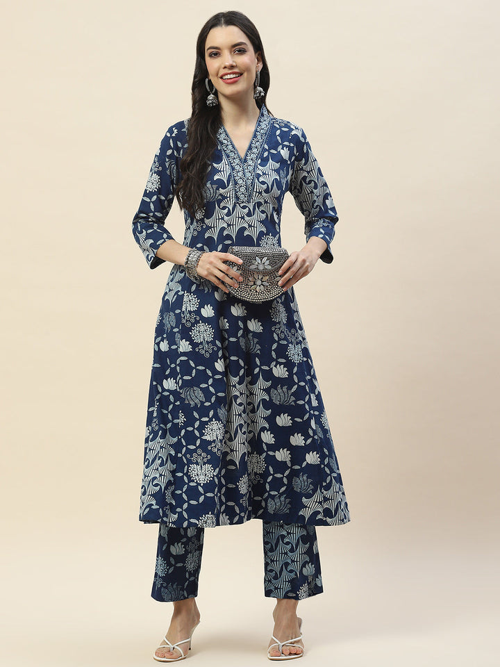 Printed Cotton Kurta With Pants