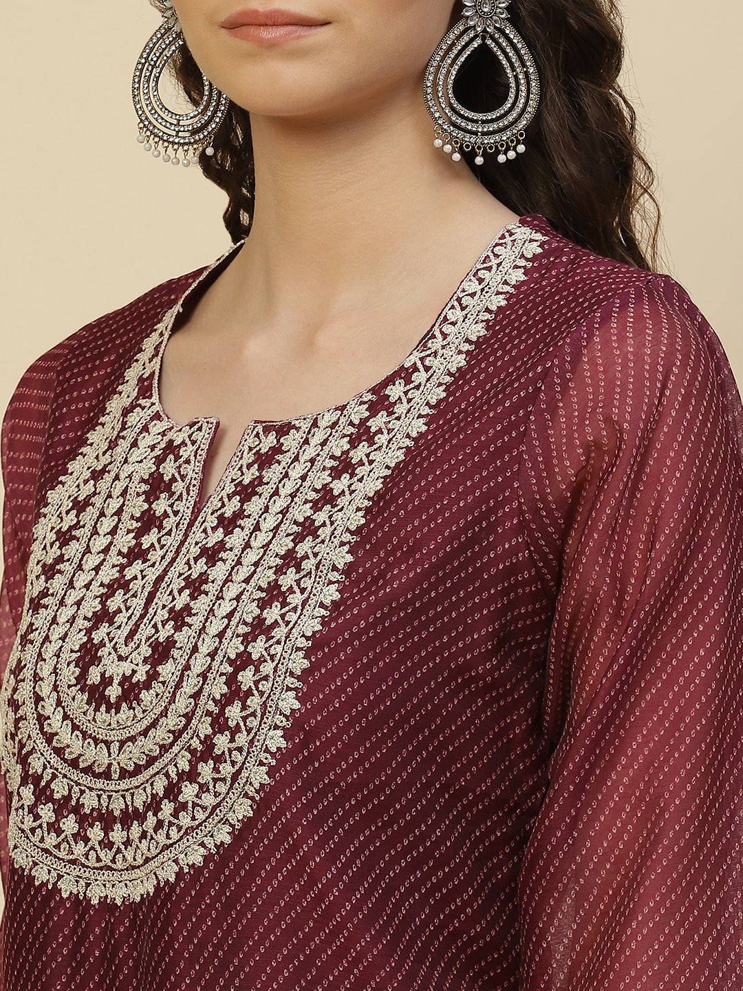 Printed Chanderi Kurta With Pants &amp; Dupatta