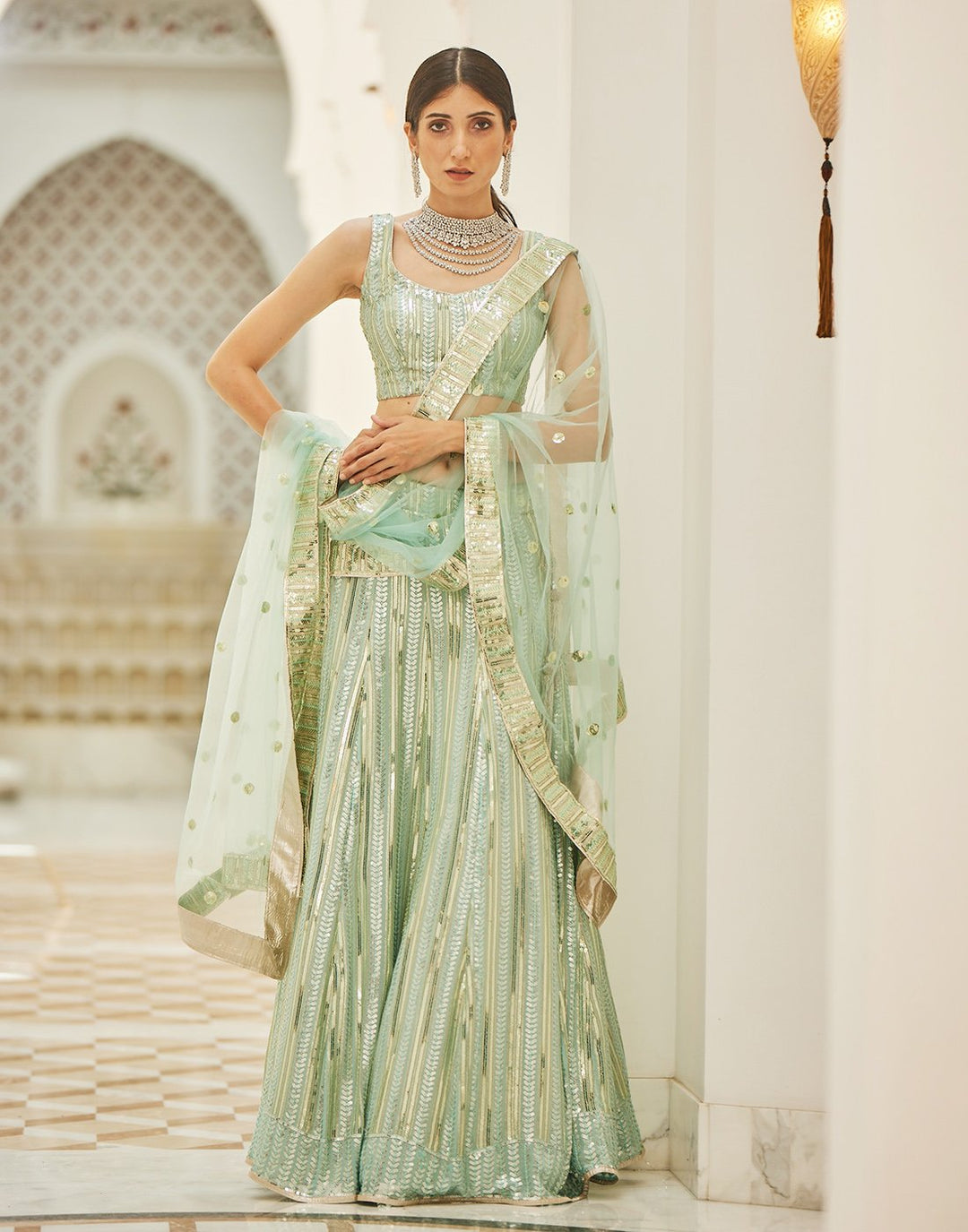 Sequence Embroidered Georgette Lehenga With Net Dupatta