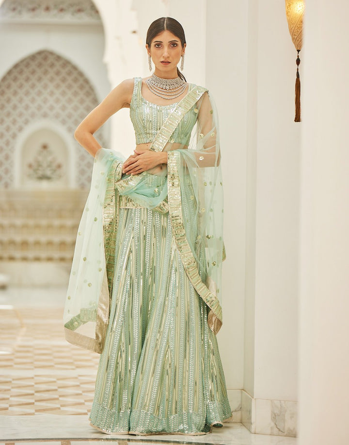 Sequence Embroidered Georgette Lehenga With Net Dupatta