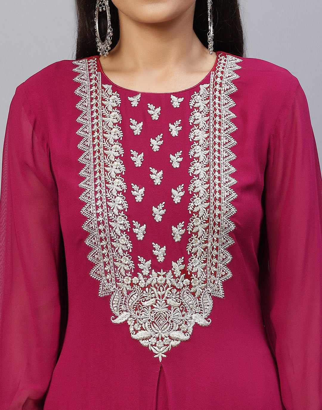 Georgette Embroidered Kurti Palazzo Set