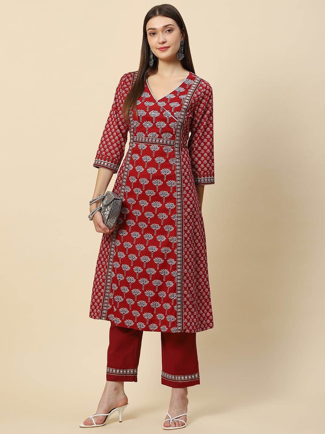 Printed Cotton Kurta With Pants