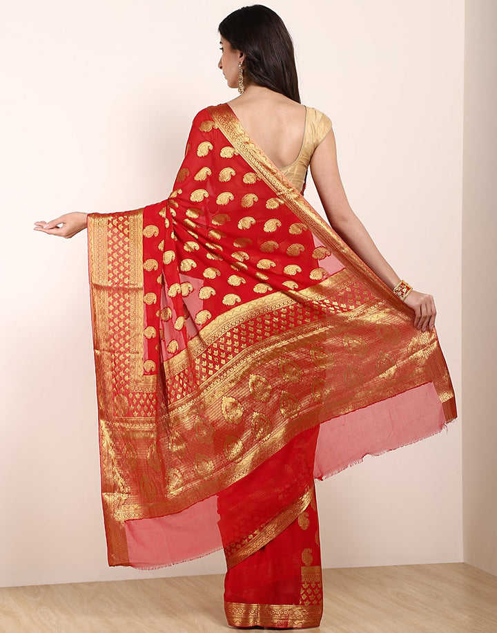 Red Art Chiffon Saree