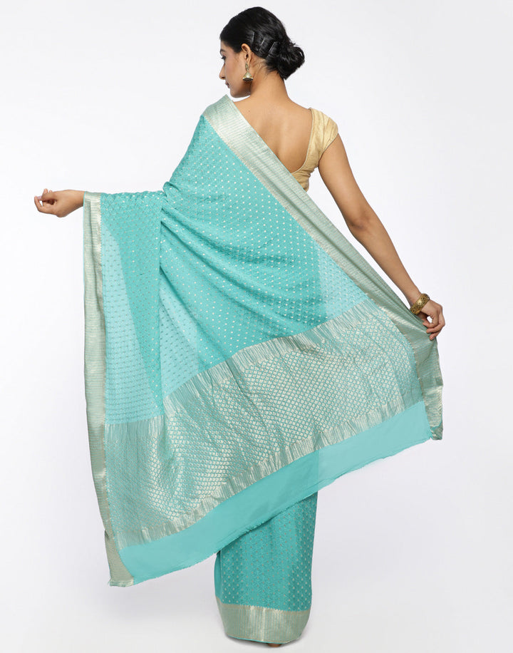 MBZ Meena Bazaar-Zari Border Booti Crepe Saree