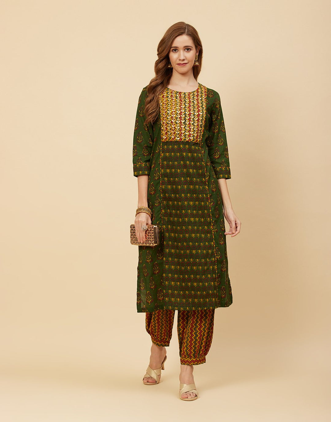Printed Cotton Kurti With Salwar