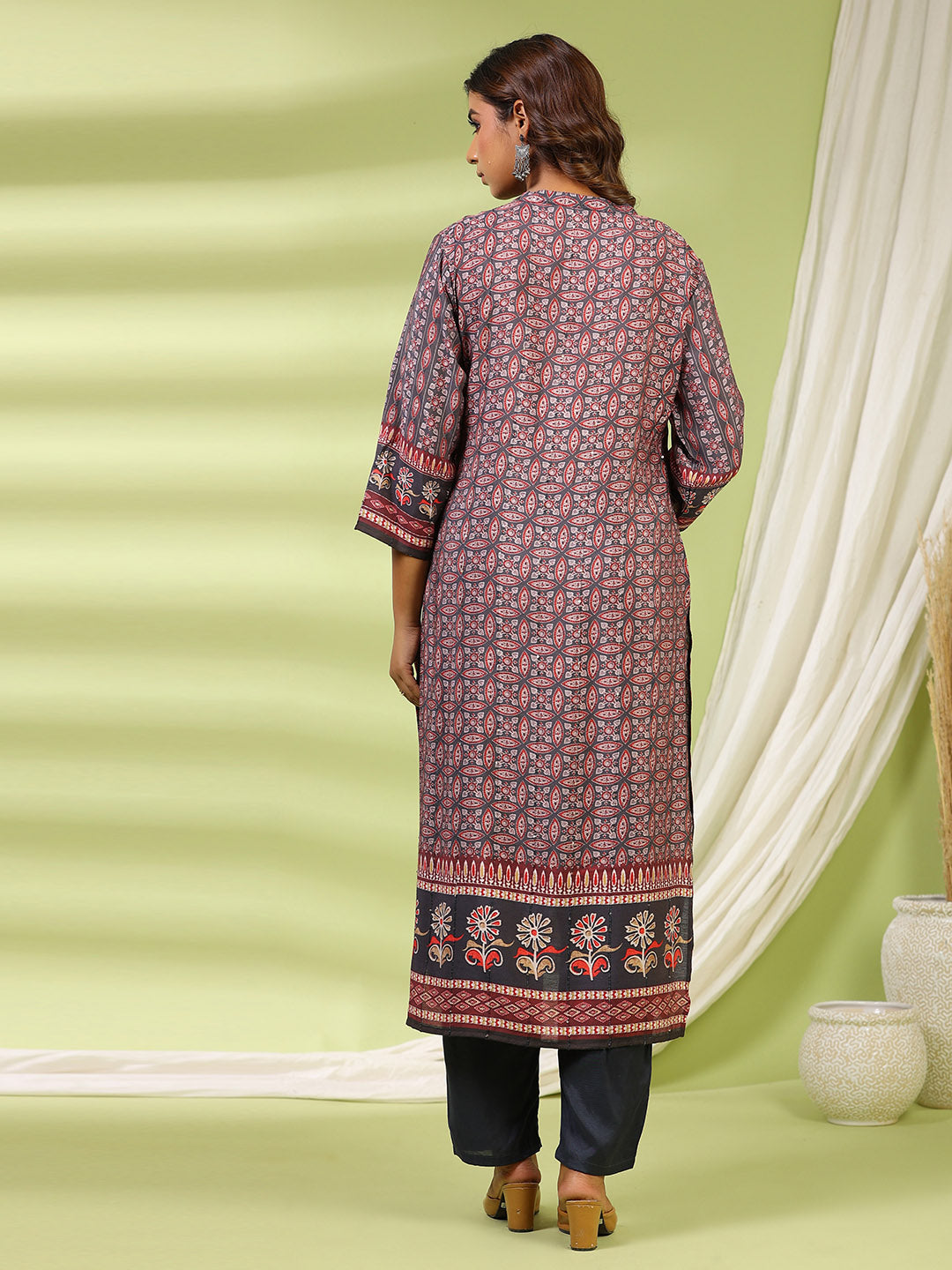 Printed Muslin Kurta With Pants &amp; Dupatta