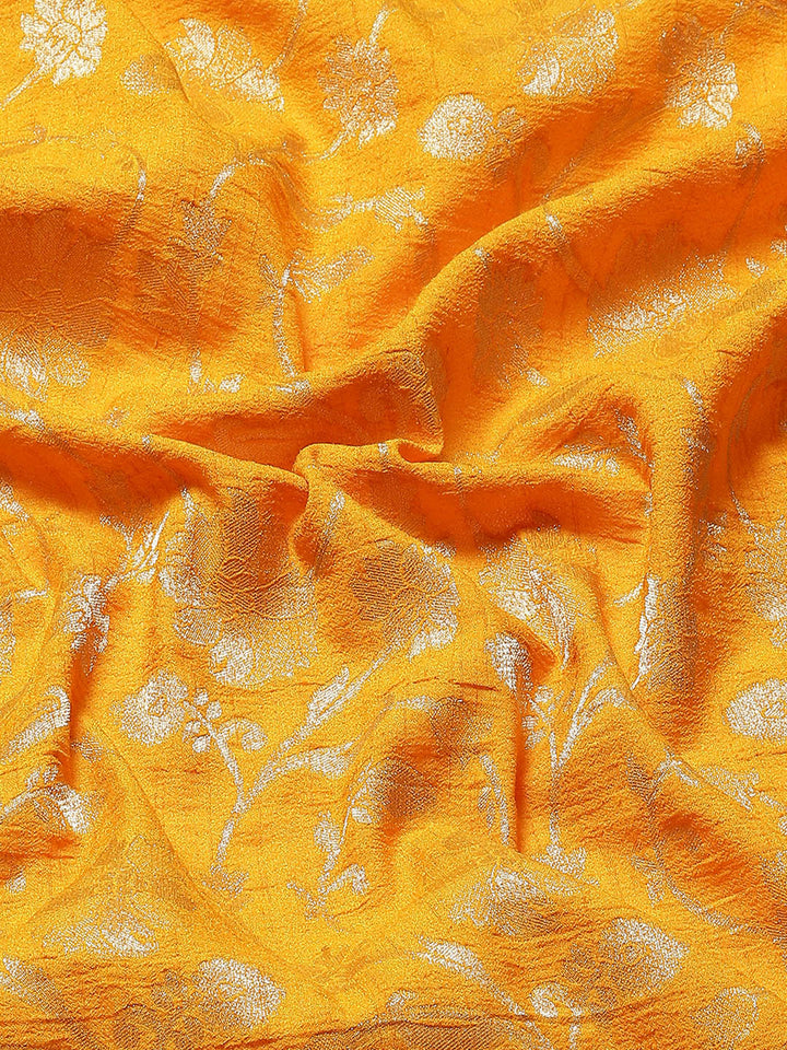 Floral Zari Jaal Tussar Plain Saree