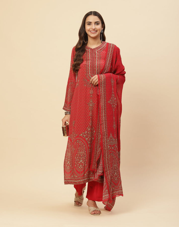 Digital Printed Crepe Salwar Kameez Stitched Suit With Georgette Dupatta