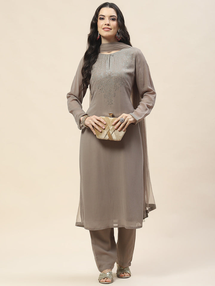 Georgette Suit Set With Net Dupatta