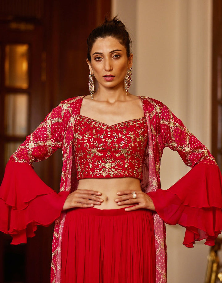 Embroidered Georgette Salwar Kameez Stitched Suit With Jacket
