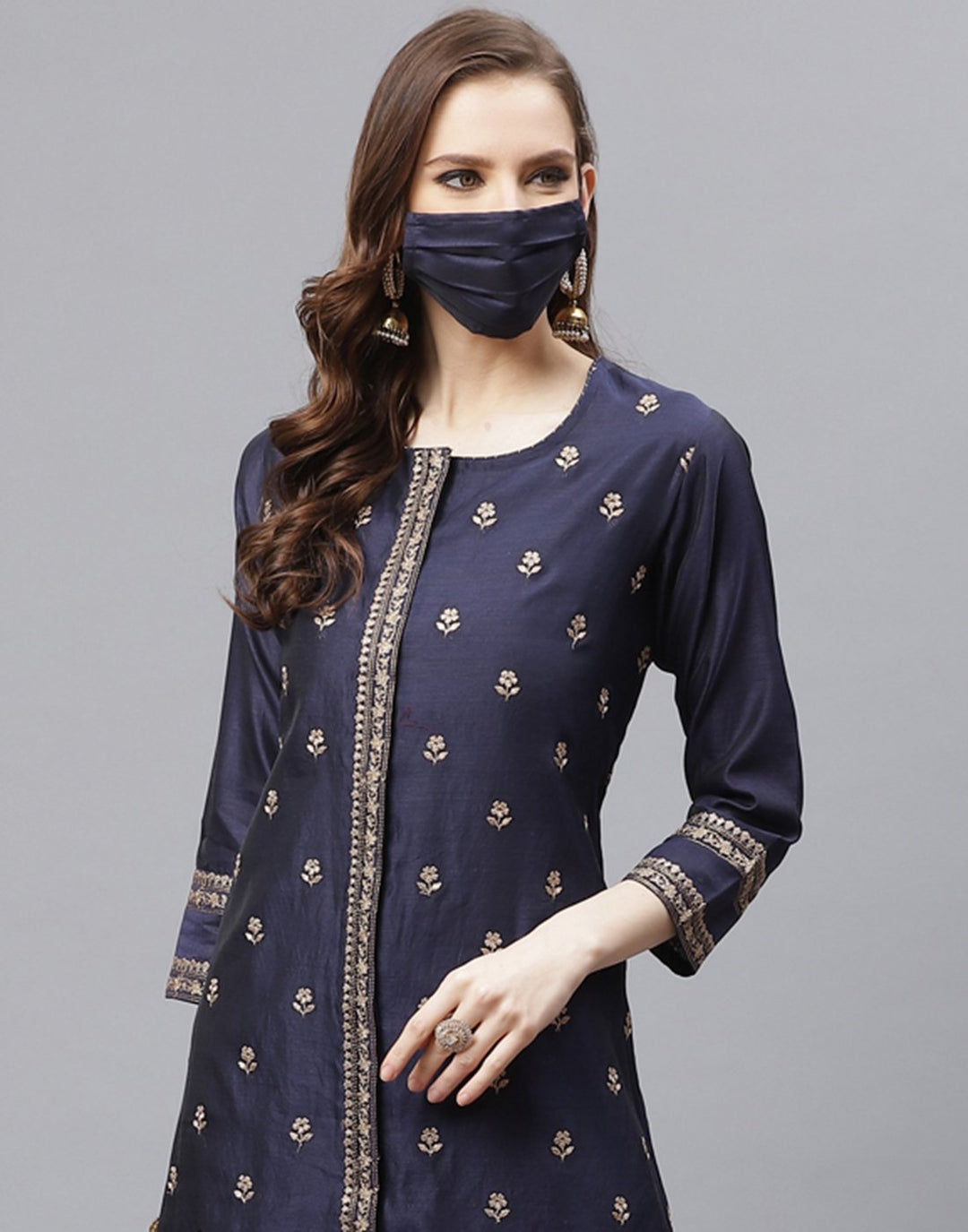 Straight Cotton Chanderi Kurta With Plazzo