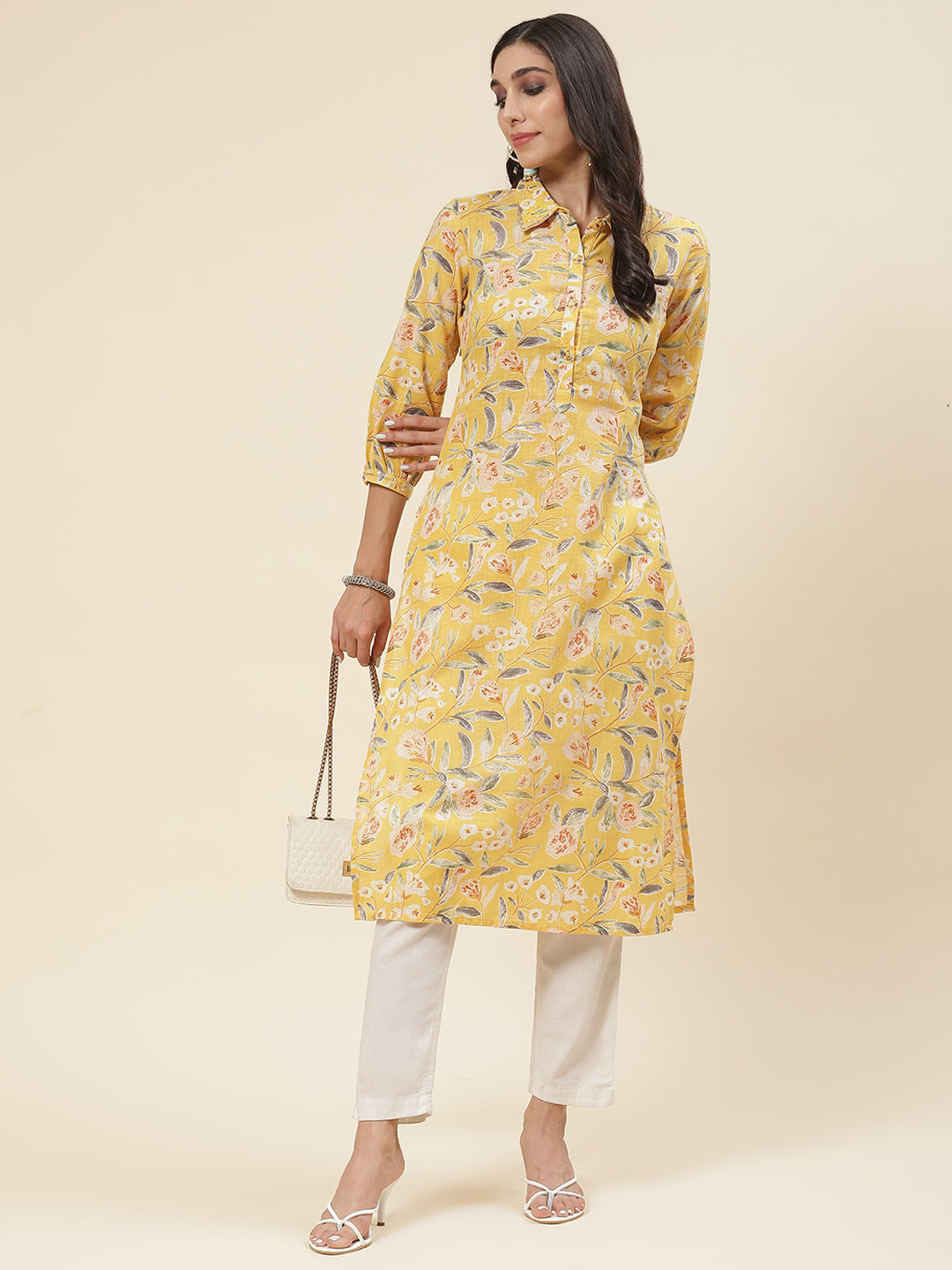 Floral Printed Muslin Kurta