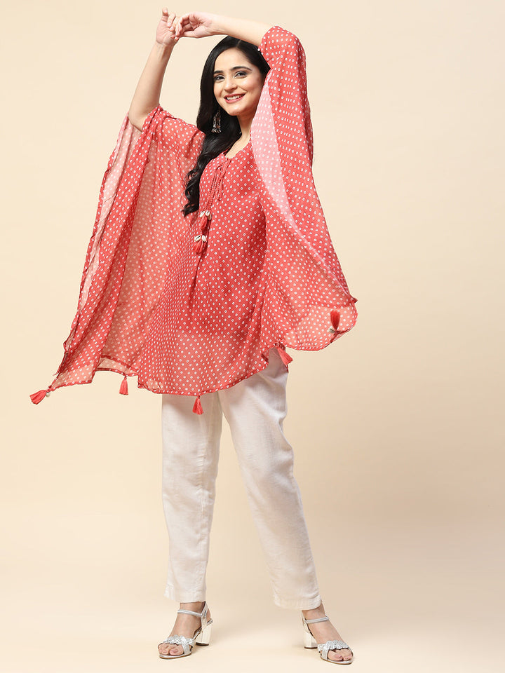 Printed Georgette Kaftan Kurti With Inner