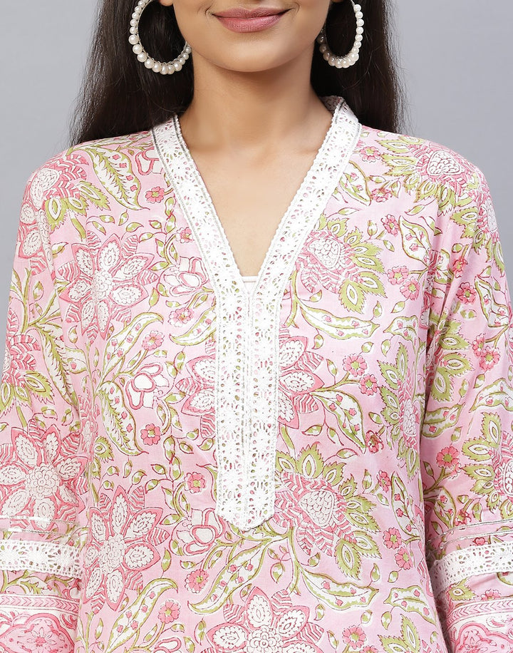 Pink Cotton Salwar Kameez Stitched Suit