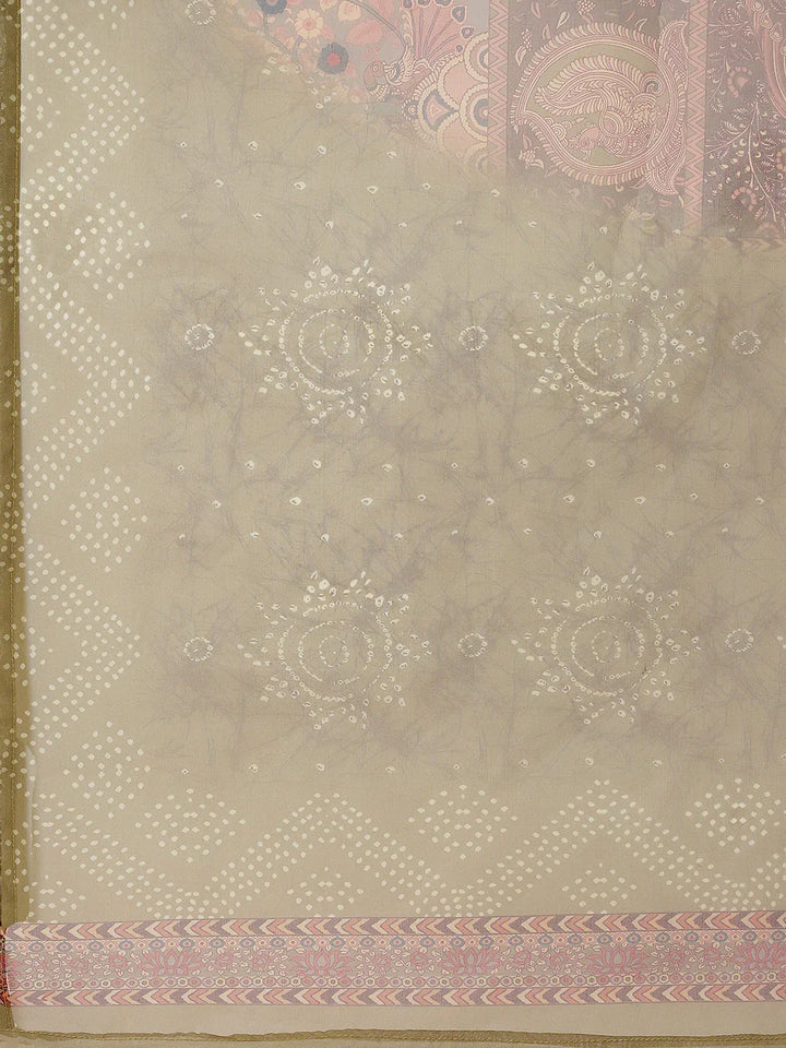Neck Embroidered &amp; Printed Chanderi Unstitched Suit Piece With Dupatta