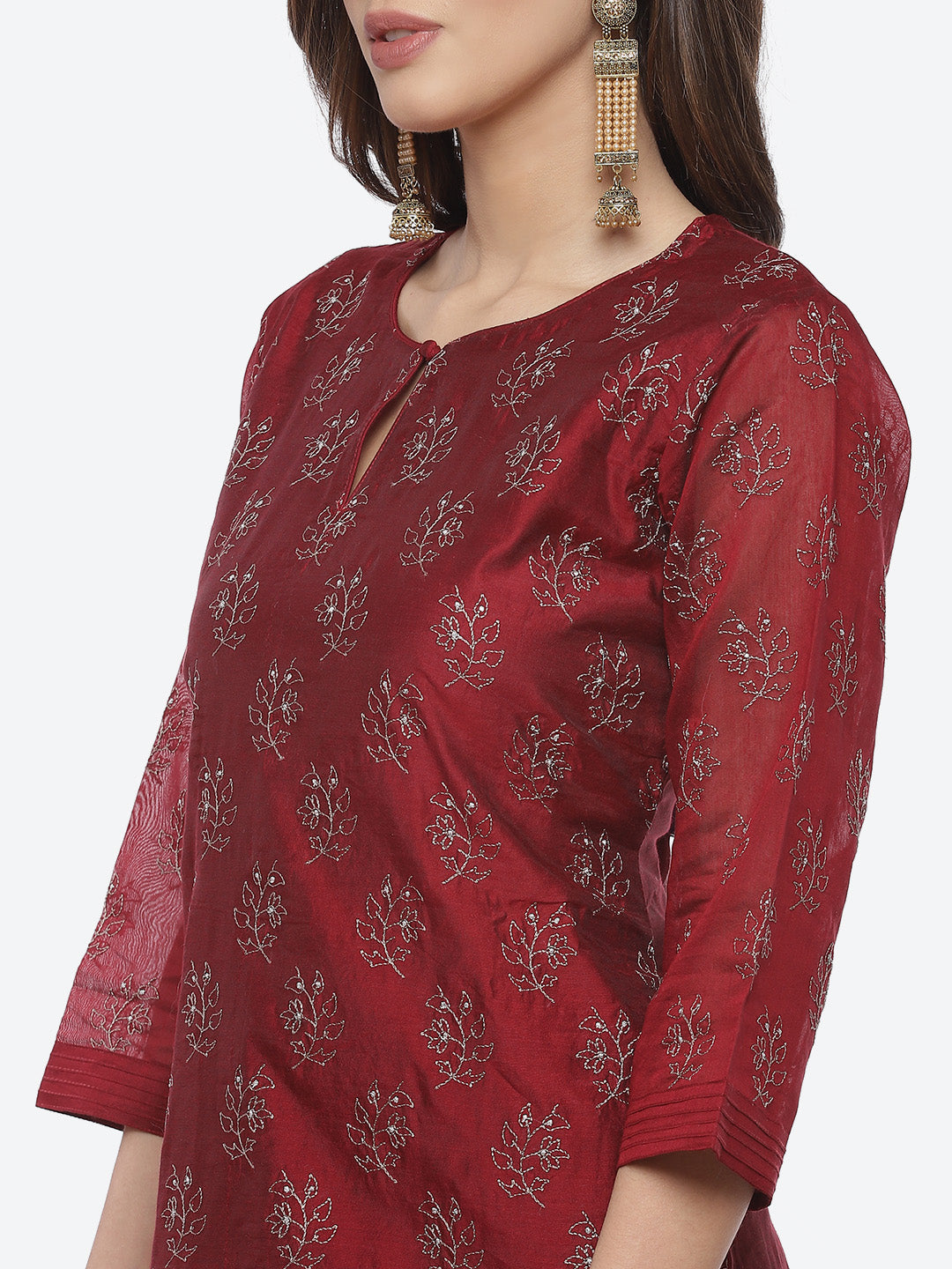 Booti Cotton Stitched Salwar Kameez With Chanderi Dupatta